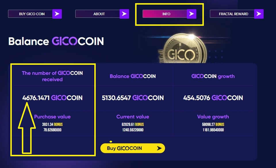Gico wallet met NFT coins met pijl
